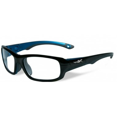 Okulary dziecięce Gamer Przeźroczyste z błyszcząco-czarną/metaliczno-niebieską ramką Wiley X