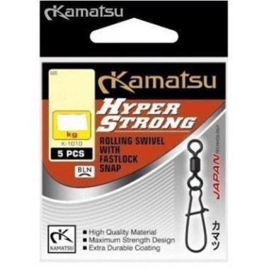 Krętlik Hyper Strong Rolling Swivel z Agrafką Fastlock Snap K-1010 Kamatsu
